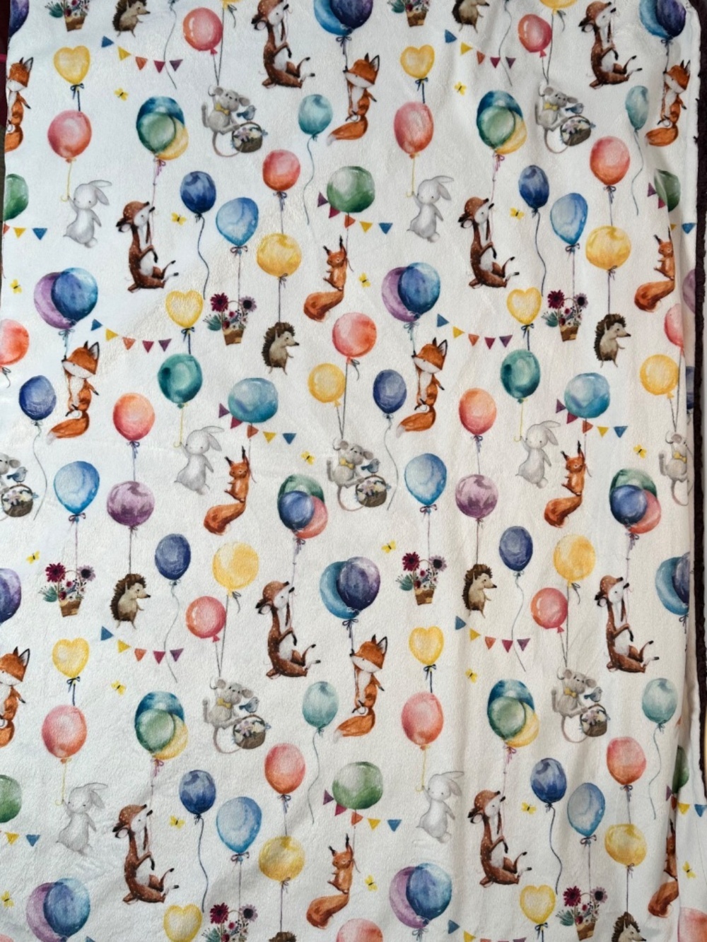 π¦ Woodland Animal Baby Blanket Balloon Print | Soft Plush Minky Purple Back - Picture 4 of 9